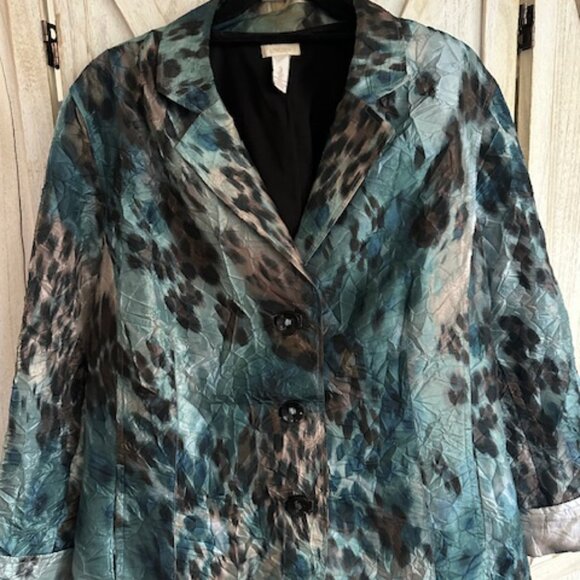 Chico's Jackets & Blazers - SOLD CHICO’S Women’s Crinkle Crush Blazer Jacket Teal